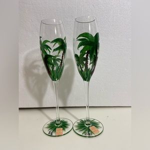 Royal Danube Wine Crystal 2 ￼pc. Hand Painted In Romania